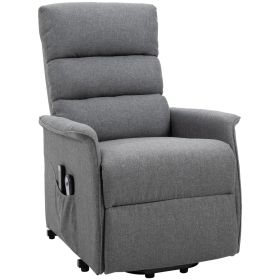 Power Lift Assist Recliner Chair For Elderly, Linen Fabric, Remote Control, Electric Sofa, Gray