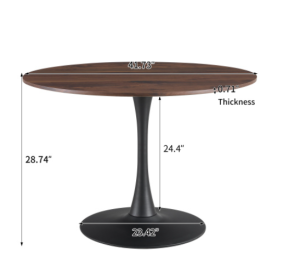 TULIP DINING TABLE ,Dia. 106cm ROUND, Nature Wood, GOLEN LEG 1pc Per Ctn