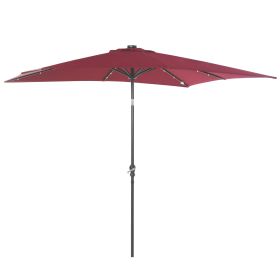 9ft Solar LED Patio Umbrella Outdoor Table Market Shade Crank Red
