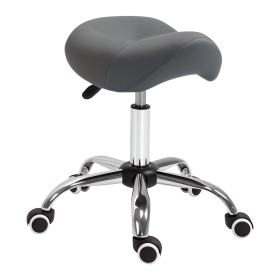Rolling Saddle Stool Ergonomic PU Leather Height Adjustable Hydraulic Spa Chair Grey