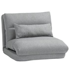 HOMCOM Floor Chair for Adults Floor Sofa Bed with 6-Position Adjustable Backrest Pillow for Reading Gaming Meditating Gray