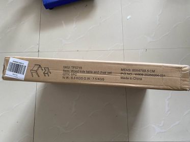 Kids Table Set with One Chair, Wooden Children Study Table, 2-8 Age Kids Funiture , White+Natural