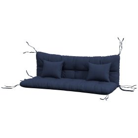 Outsunny Tufted Bench Cushions & Throw Pillows, Outdoor Replacement Bench Seat Pad, Back Cushion & 2 Pillows, Blue