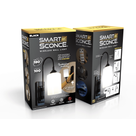 Smart Sconce Wireless Wall Light ��� Adjustable LED Wall Lamp with Remote Control, Black Finish