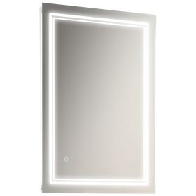 Kleankin LED Lighted Bathroom Mirror 32x24 Wall Mounted Vanity Smart Touch Waterproof Horizontal Vertical