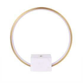 Modern LED Circle Table Lamp in Gold with White Marble Base