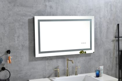32 x 20 Inch LED Bathroom Mirror with Front and Backlight, Wall Mounted Vanity Mirror, Anti-Fog, Memory, 3 Colors, Stepless Dimmable
