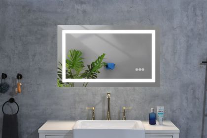 36 x 20 Inch LED Bathroom Mirror with Front and Backlight, Wall Mounted Vanity Mirror, Anti-Fog, Memory, 3 Colors, Stepless Dimmable