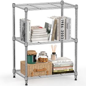 450 lbs Wire Storage Shelving 3-Tier Utility Shelving Unit Steel Organizer Wire Rack for Home,Kitchen,Office,Chrome(11.8" D x 17.7" W x 26.3" H)