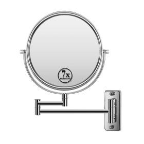 8-inch Wall Mounted Makeup Vanity Mirror, 1X / 7X Magnification Mirror, 360�� Swivel with Extension Arm (Chrome Finish)