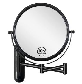 8 Inch Wall Mounted Makeup Vanity Mirror, Double Sided 1x/10x Magnifying Mirror, 360�� Swivel with Extension Arm Bathroom Mirror