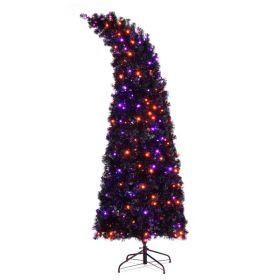 7ft Wizard Hat Shape Automatic Tree Structure PVC Material 1050 Branches 400 Lights 10 Functions With Remote Control Christmas Tree Purple And Orange