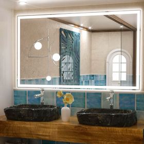 48"x28"Dimmable LED Bathroom Mirror ��� Wall-Mounted Anti-Fog Waterproof Vanity Mirror