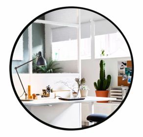 Circle Mirror Black 20 Inch Wall Mounted Round Mirror;  Vanity;  Living Room;  Bedroom;  Entryway Wall D��cor