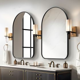 31"*23"Iron rounded arched black rotating hardware wall mirror Decorative Bathroom Mirror with Elegant Scalloped Design (Set of 2)