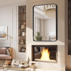 40"x30" Morden Rectangle Alloy Aluminium Black Framed Wall-Mounted Vanity Mirror Bathroom Vanity Mirror for Bedroom Entryway, Living/Dressing Room