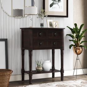 Narrow Console Table,Slim Sofa Table with Three Storage Drawers and Bottom Shelf