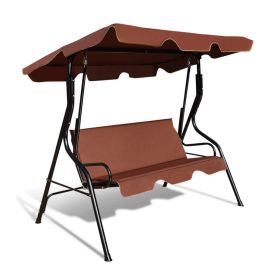 3 Seat Outdoor Patio Canopy Swing with Cushioned Steel Frame