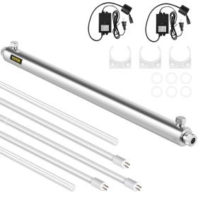 VEVOR UV Water Purifier Sterilizer Filter, UV Light Water Filter for Whole House Water Purification, 12GPM 110V 55W, 3 UV Lamps + 2 Quartz Sleeves