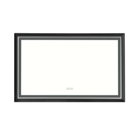 48*30 Black Framed Bathroom Mirror Square Wall-Mounted Material Framed Vanity Mirror Shaving Mirror Make-Up Mirror