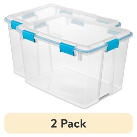 Large Storage Bin, 80 Quart Clear Plastic Storage Container with Gasket Lid, Blue