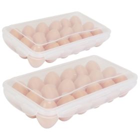 2Pcs Egg Holder Stackable Plastic Egg Storage Box Egg Rack for Refrigerator with 18 Cavity Per Container Dishwasher Safe