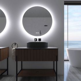 32 in. Round Acrylic Framed Dimmable Anti-Fog LED Bathroom Vanity Mirror