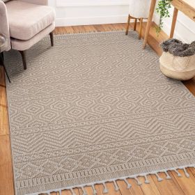 LOOM & LUXE Collection 5X7 Mocha /Geometric Indoor/Outdoor Area Rug
