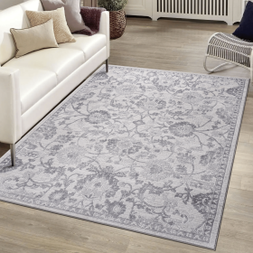 LOOM & LUXE Collection 6X9 Grey/Silver/Oriental Non-Shedding Living Room Bedroom Dining Home Office Stylish and Stain Resistant Area Rug