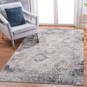 LOOM & LUXE Collection 5X7 Cream/Anthracite /Traditional Non-Shedding Living Room Bedroom Dining Home Office Stylish and Stain Resistant Area Rug