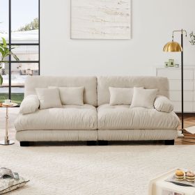 Cloud Couch 2 Seater Sofa for Living Room, Chenille 2 - Seat sofa with 2 Lumbar pillows and 2 throw pillows
