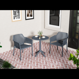 3 Piece Plastic Arm Chair Bistro GRS Premium Ocean Plastic, Green (Option: Charcoal)