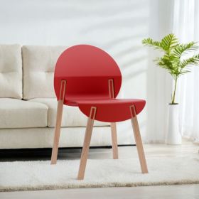 4-Pack Grey Blue Chairs  Red Oak Wood Legs & PP Seat, Indoor Dining & Living Room Furniture Set (Option: Crimson)