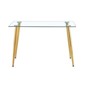 Glass Dinning Table 120 70 ,black Metal Leg , Dinning Table For 4 Seats Office Table Computer Desk (Option: GoldenWhite)