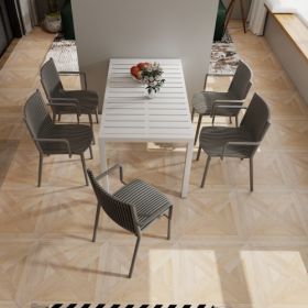 4pcs Modern Stackable Plastic Armchair For Indoor  Outdoor Use  Ergonomic Slatted Back Design, All  Weather PP Material, Light Baby Blue   Patio, (Option: Light Blue)