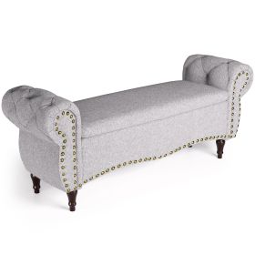 53 Length Upholstered Bench & Ottoman (Option: Gray)